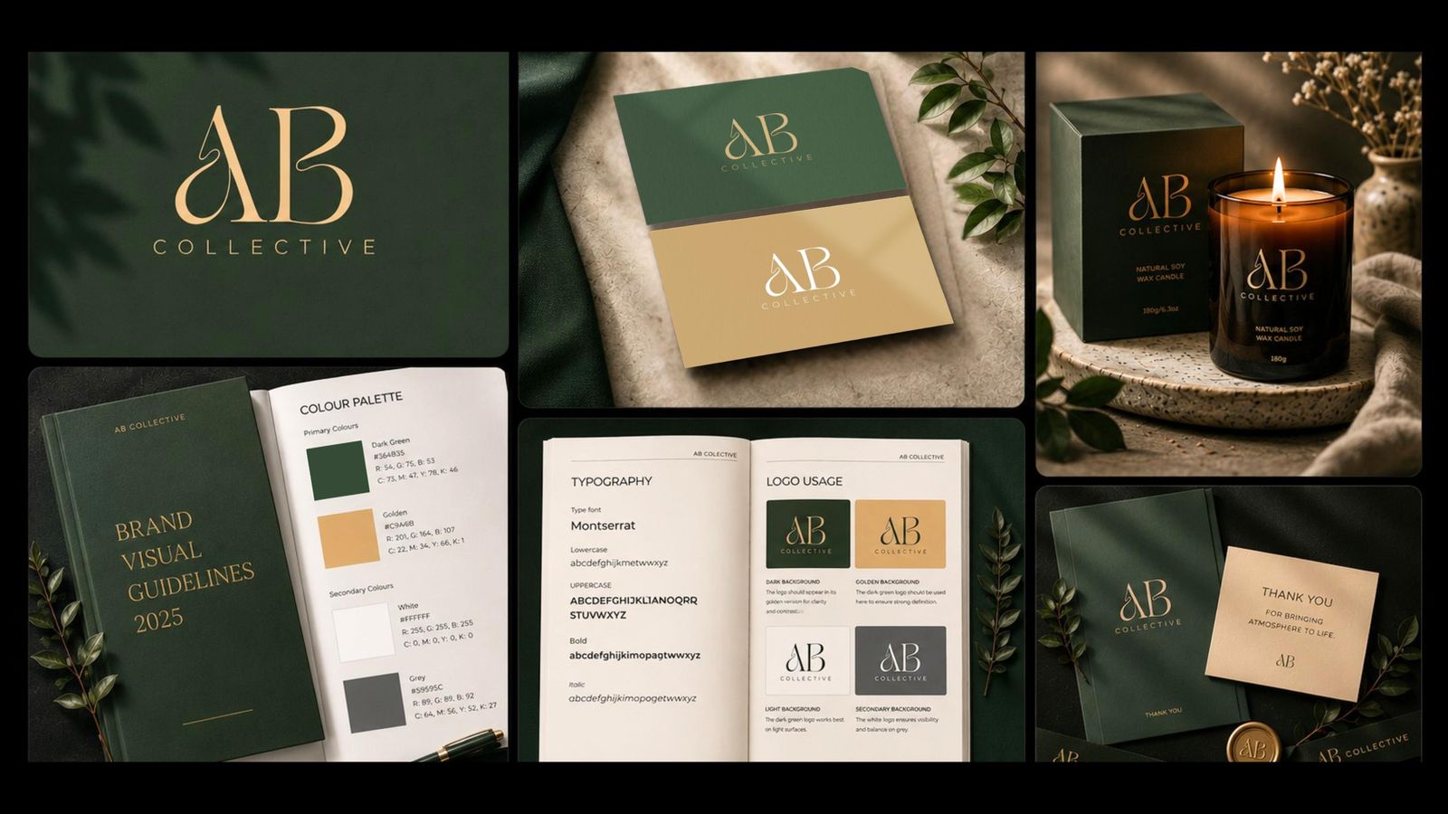 AB Collective brand identity boards